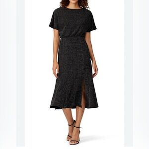 Donna Morgan Stretch Black Metallic Midi Knit Dress Sz. 6